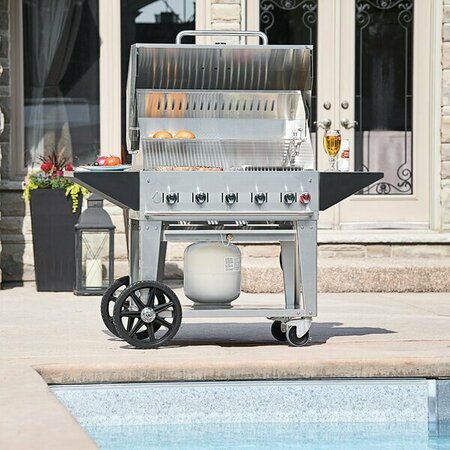 CROWN Verity CV-MCB-30RDP Liquid Propane 30in Mobile Outdoor Grill with Roll Dome Package 255MCB30RDL